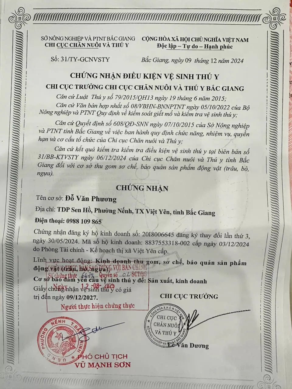 Giấy chứng nhận 1